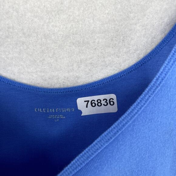 EILEEN FISHER Tank Top S Organic Cotton Ribbed Stretch Jersey Cami Royal Blue - Picture 9 of 9